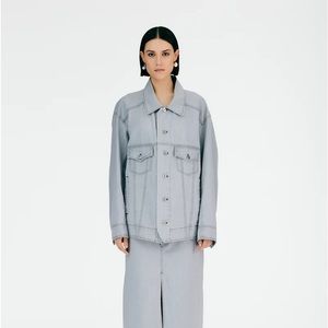 Tibi Gray Oversized Jean Jacket - worn 3x - size Small